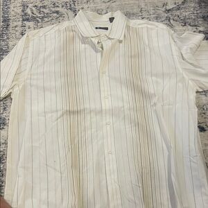 Entro Cream and Tan Striped Button-Down Shirt